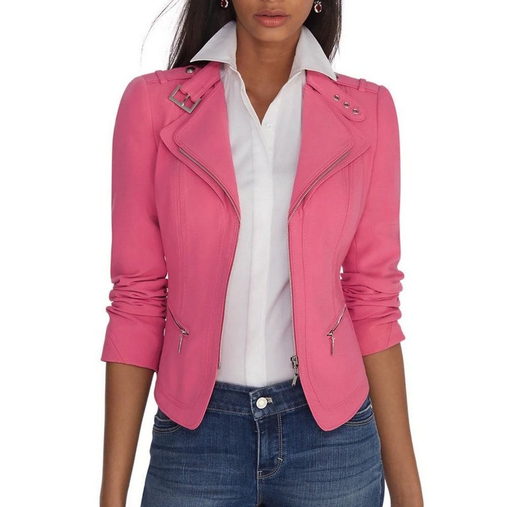 White House Black Market The Pink Moto Jacket Blazer